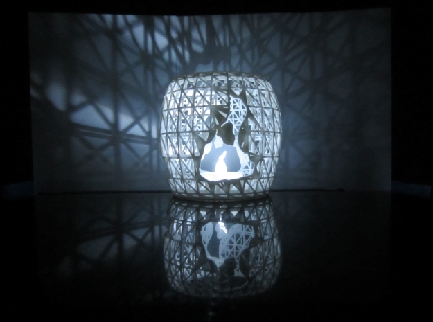 3D Printed Block Island Tea Light in White Processed Versatile Plastic
