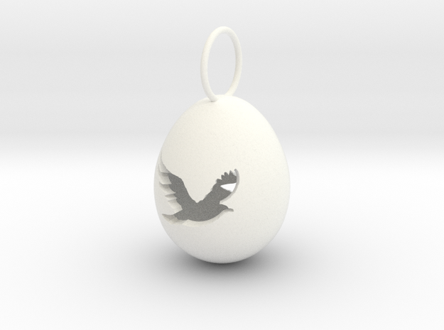 Bird Egg Pendant in White Processed Versatile Plastic
