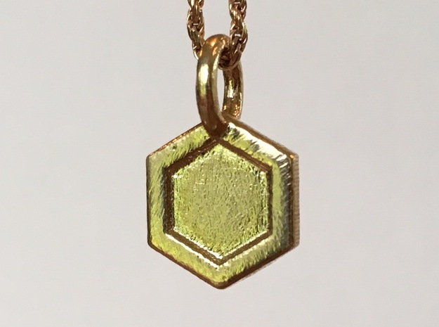 Honeycomb Charm in Natural Brass