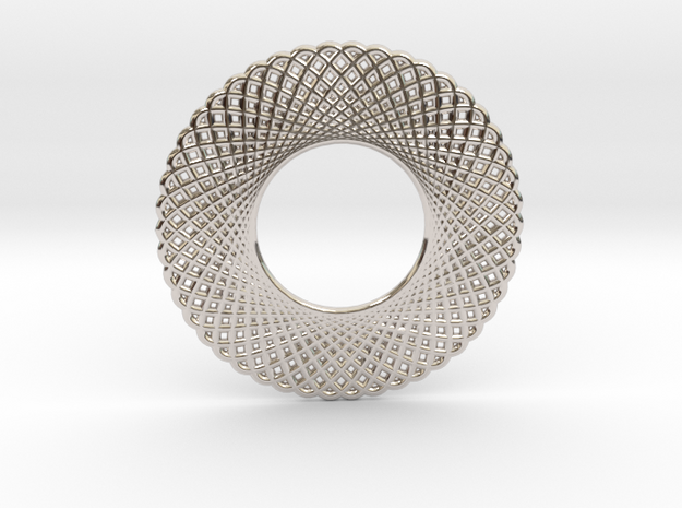 0568 Double Rotation Of Point (5 cm) #003 in Rhodium Plated Brass