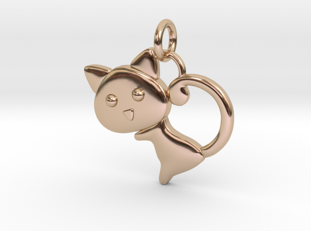  Cat Pendant in 14k Rose Gold Plated Brass