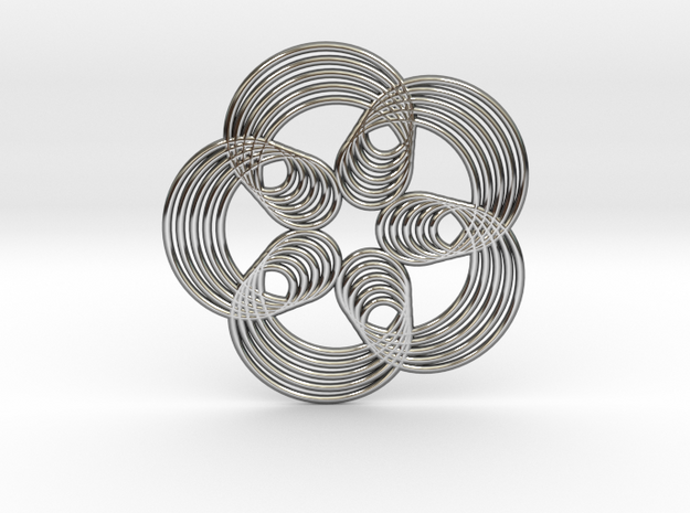 0571 Triple Rotation Of Points (5 cm) #003 in Fine Detail Polished Silver