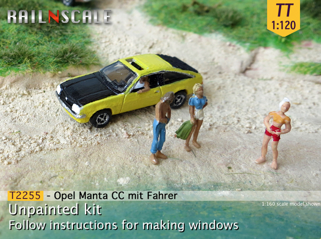 Opel Manta CC mit Fahrer (TT 1:120) in Tan Fine Detail Plastic