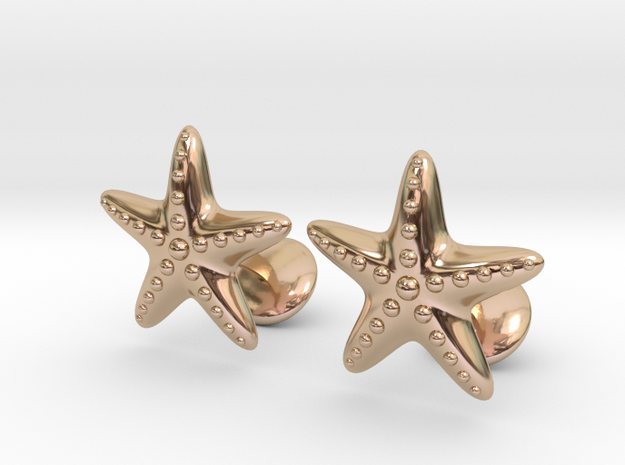 Starfish Cufflinks in 14k Rose Gold Plated Brass