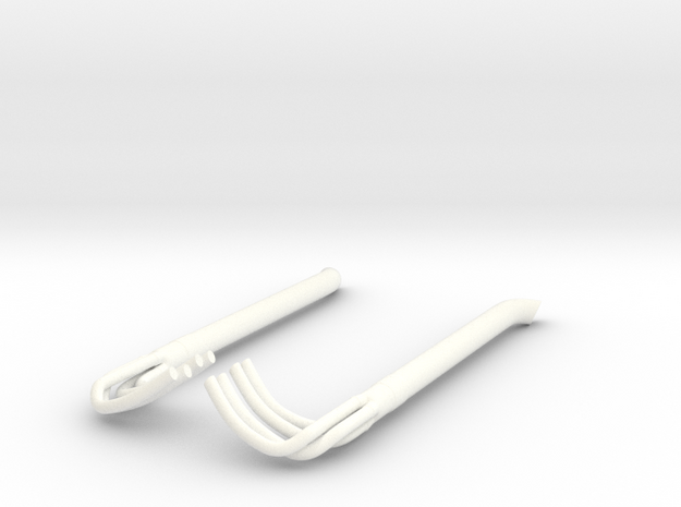 1/16 Racing Side Pipes in White Processed Versatile Plastic