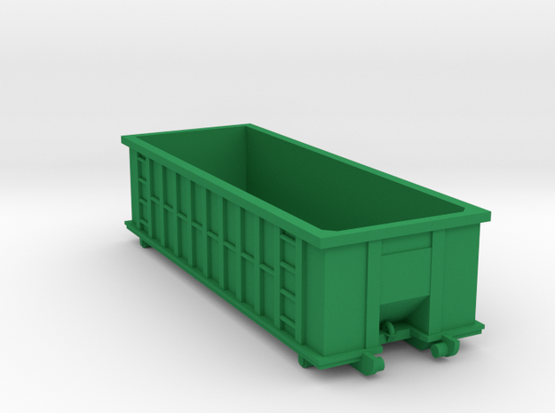 Industrial Dumpster 30yd - HO 87:1 Scale in Green Processed Versatile Plastic