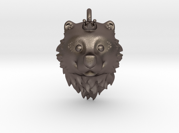 Bear Queen Pendant in Polished Bronzed Silver Steel