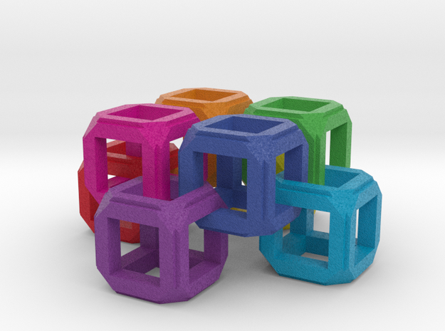 Circle Fixed Link Chain Rainbow Cube in Full Color Sandstone