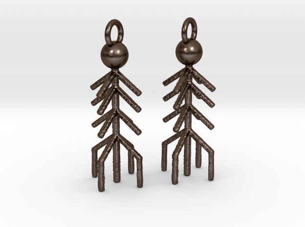 Alu Bind Rune Earrings in Polished Bronze Steel