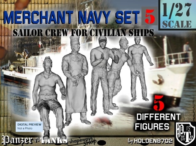 1-27 Merchant Navy Crew Set 5 in White Natural Versatile Plastic