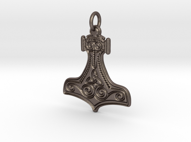 Thor's Hammer Pendant (steel) in Polished Bronzed Silver Steel