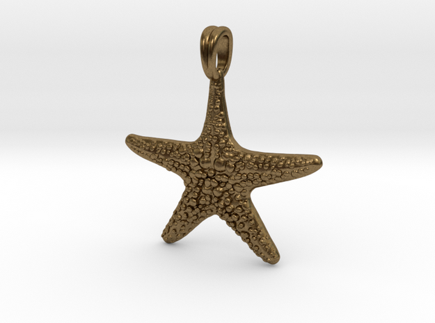 Starfish Symbol 3D Sculpted Jewelry Pendant in Natural Bronze