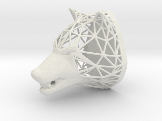Wolf Trophy Wireframe 80mm in White Natural Versatile Plastic