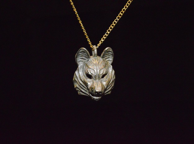 Siberian Husky Pendant in Polished Bronzed Silver Steel