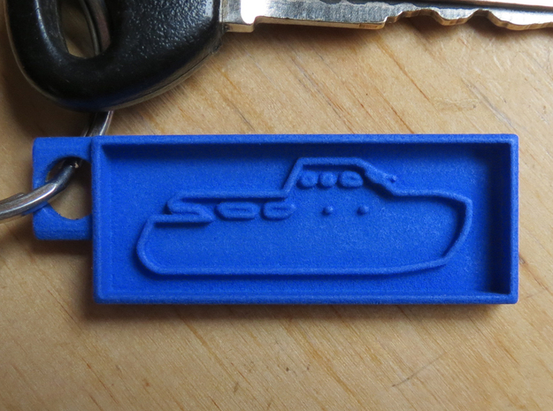 Boat Key Chain Fixed in Blue Processed Versatile Plastic