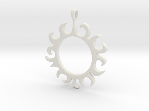 Tribal Sun Design Jewelry Symbol Pendant in White Natural Versatile Plastic