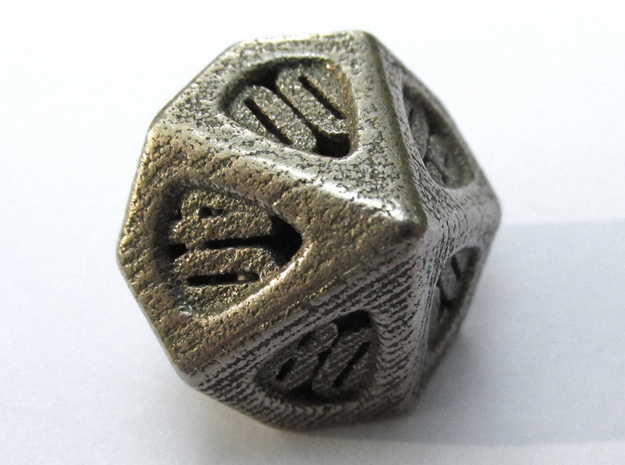 Thoroughly Modern d10 Decader in Polished Bronzed Silver Steel