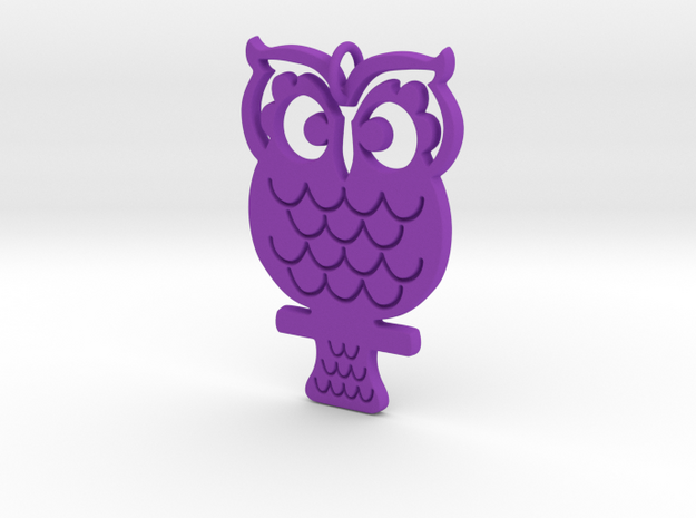 Retro Owl Pendant in Purple Processed Versatile Plastic