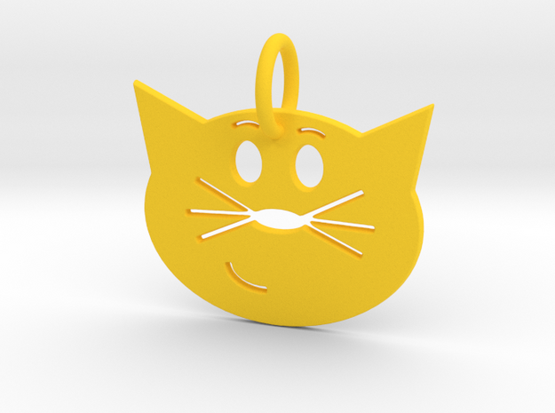 Smug Cat Keychain in Yellow Processed Versatile Plastic