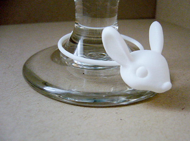 Bunny Wine Glass Charm in White Processed Versatile Plastic