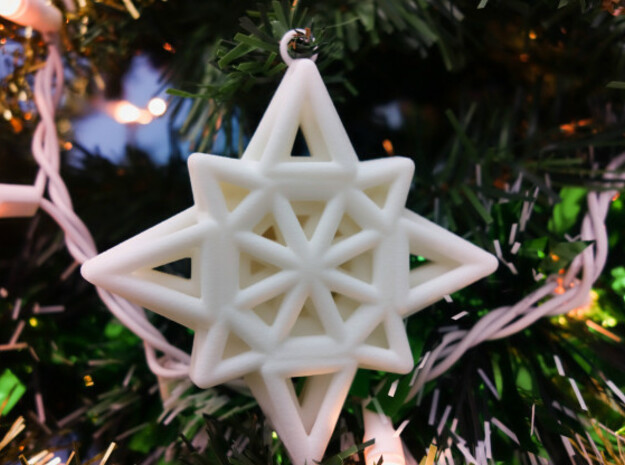 Wireframe Star Ornament in White Natural Versatile Plastic