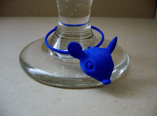 Mouse Wine Glass Charm in Blue Processed Versatile Plastic