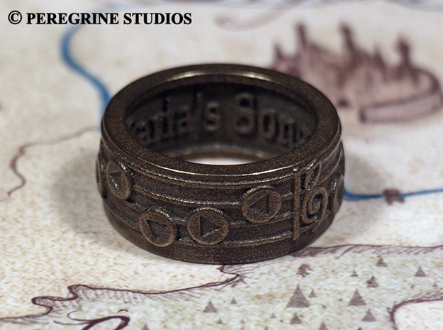 Ring - Saria's Song in Polished Bronzed Silver Steel: 13 / 69