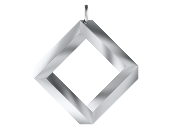 Impossible Square Pendant in Polished Silver