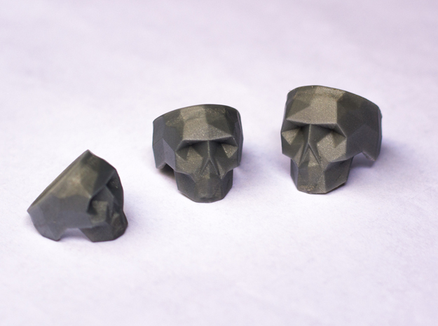 Low-poly Skull Ring in Matte Black Steel: 5 / 49