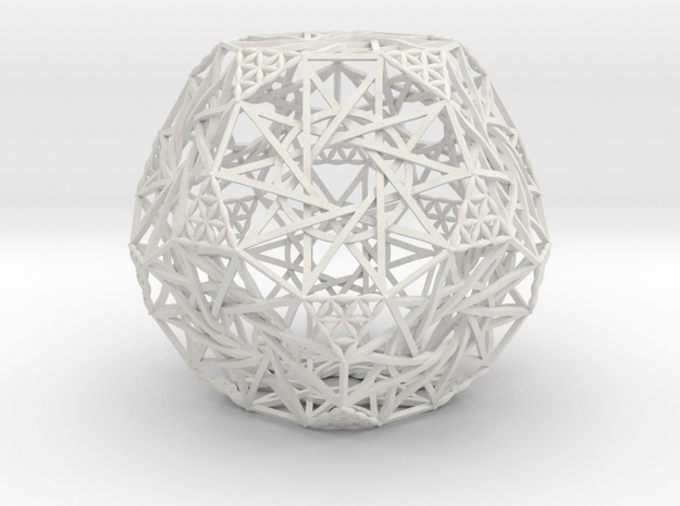 Truncated Dodecahedron 4.2" in White Natural Versatile Plastic
