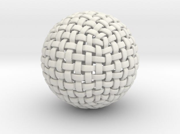 Knitted Sphere in White Natural Versatile Plastic