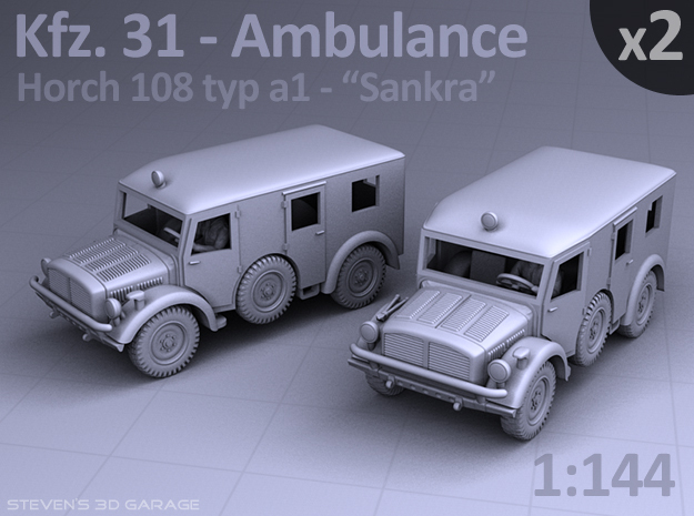 Ambulance Kfz 31 Horch - (2 pack) in Smooth Fine Detail Plastic