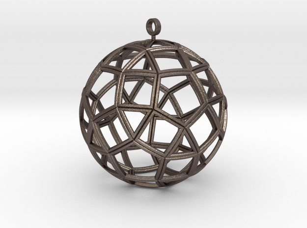 small ball rhombicosidodecahedron in Polished Bronzed Silver Steel
