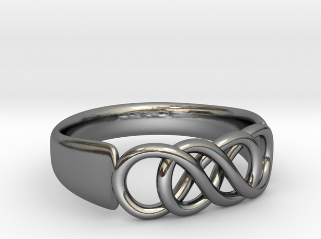 Double Infinity Ring 16.5mm size 6 in Fine Detail Polished Silver