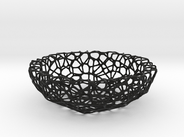 Fruit bowl (22 cm) - Voronoi-Style #1  in Black Natural Versatile Plastic