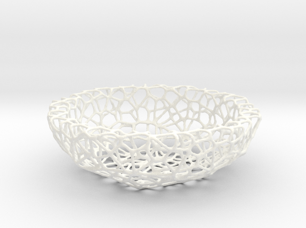 Little Bowl (15 cm) - Voronoi-Style #1  in White Processed Versatile Plastic