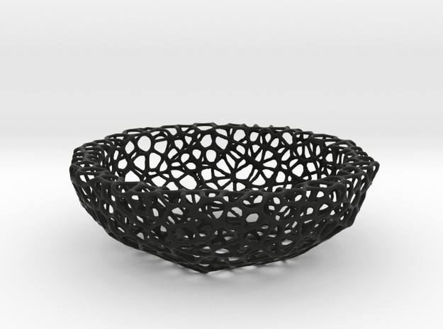 Little Bowl (15 cm) - Voronoi-Style #2 in Black Natural Versatile Plastic