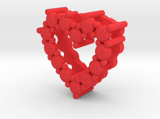 Pendentif Heart, small "diamonds" in Red Processed Versatile Plastic