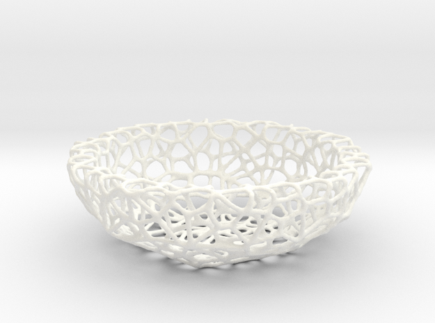 Little Bowl (15 cm) - Voronoi-Style #4 in White Processed Versatile Plastic