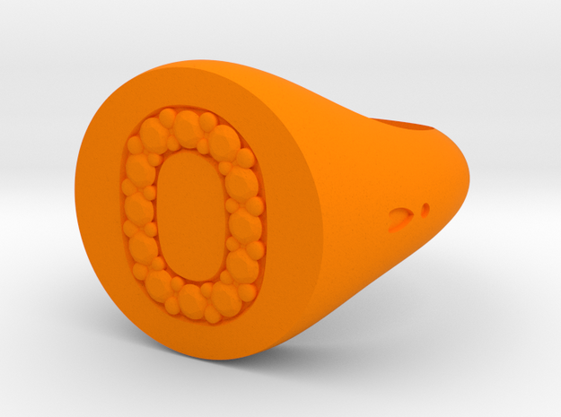 Ring Chevalière Initial "O"  in Orange Processed Versatile Plastic: 5 / 49