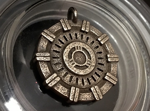 Iron Man Arc Reactor Keychain in Polished Bronzed Silver Steel