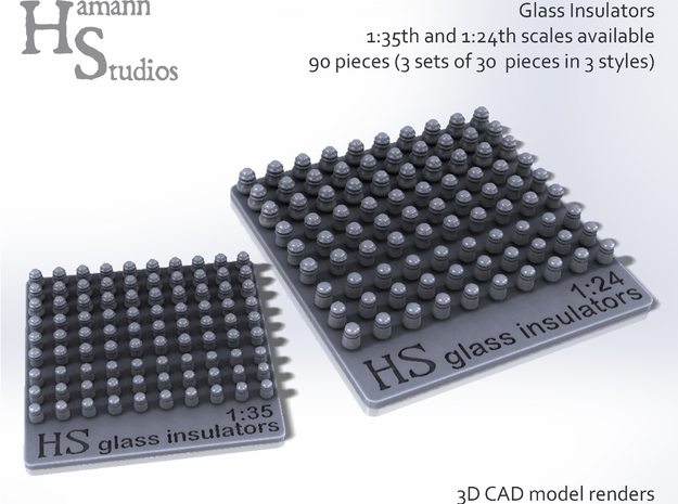 GLASS INSULATORS-24th Scale in Tan Fine Detail Plastic