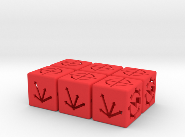 Special order dice x 6 in Red Processed Versatile Plastic