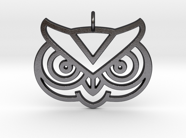Owl Head Pendant in Polished and Bronzed Black Steel