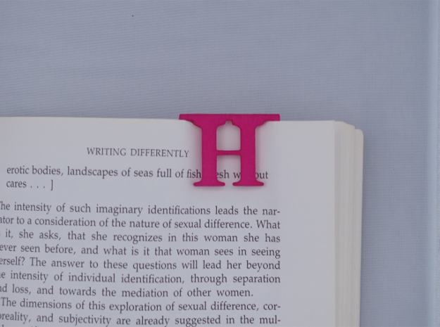 Bookmark Monogram. Initial / Letter H  in Pink Processed Versatile Plastic
