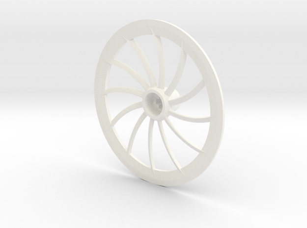 Turbine Hubcap Without Axle--RH in White Processed Versatile Plastic