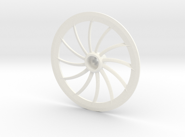 Turbine Hubcap Without Axle--LH in White Processed Versatile Plastic