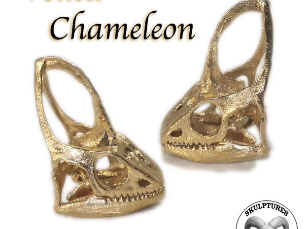 Veiled Chameleon  Skull Pendant
