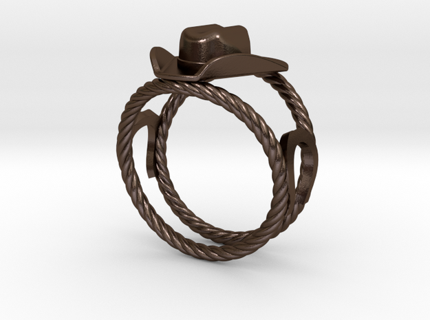 Cowboy Hat Ring Size 13  in Polished Bronze Steel