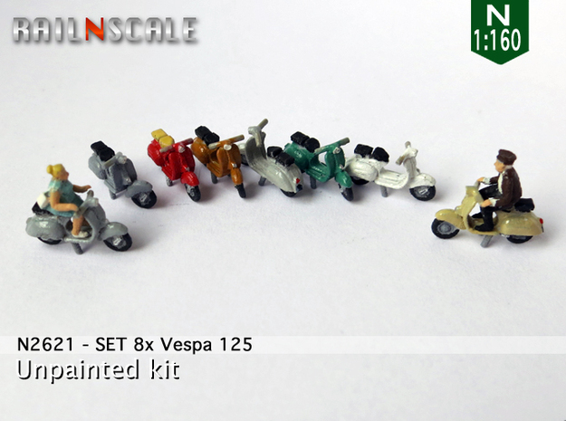 SET 8x Vespa 125 (N 1:160) in Tan Fine Detail Plastic